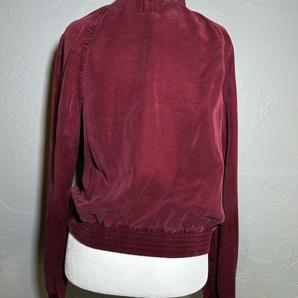American Eagle Outfitters Deep Red Bomber Jacket burgundy size medium (c) - Picture 10 of 16